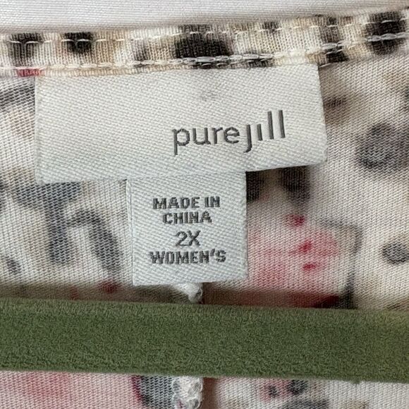 J. Jill Pure Jill Gray Pink & White Watercolor Tie Dye Modal Tunic Top Size 2X - Picture 4 of 7